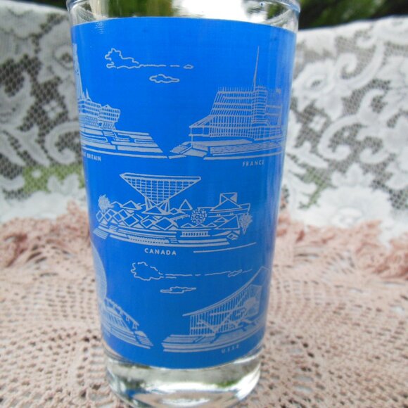 drinking glass souvenir 1967 Exposition Montreal Canada depicting pavilions - Picture 4 of 11